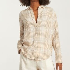 Everlane Women's Iced Coffee Plaid Linen Shirt Size 6